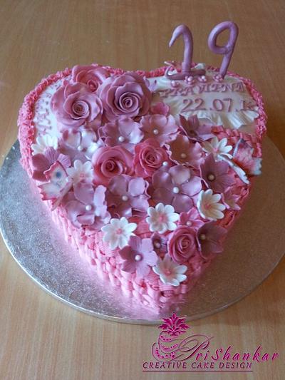 Love with Heart and flowers - Cake by Mary Yogeswaran