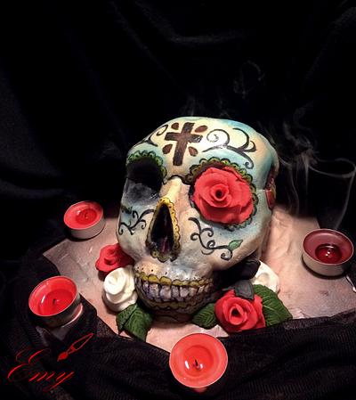 Skull cake for Halloween with Mexican style:) - Cake by EmyCakeDesign