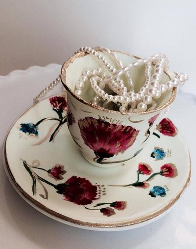 Edible hand painted Tea cup - Cake by Shafaq's Bake House