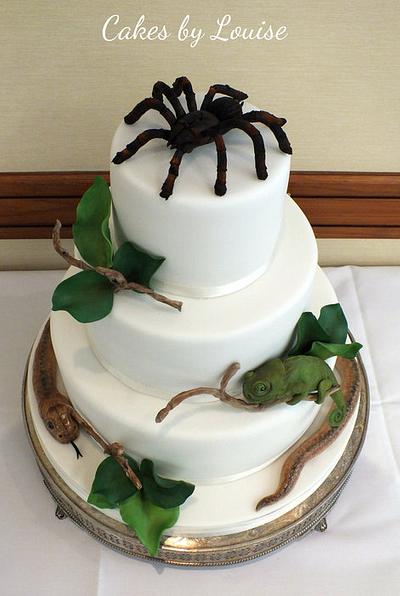 Tarantula, chameleon and snake wedding cake - Cake by Louise Jackson Cake Design