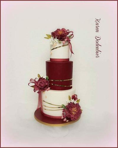 Crimson Peonies - Cake by Karen Dodenbier