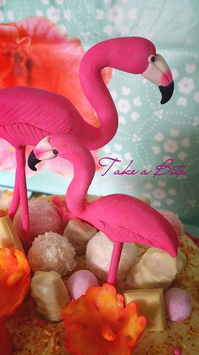 Flamingo drip cake - Cake by Take a Bite