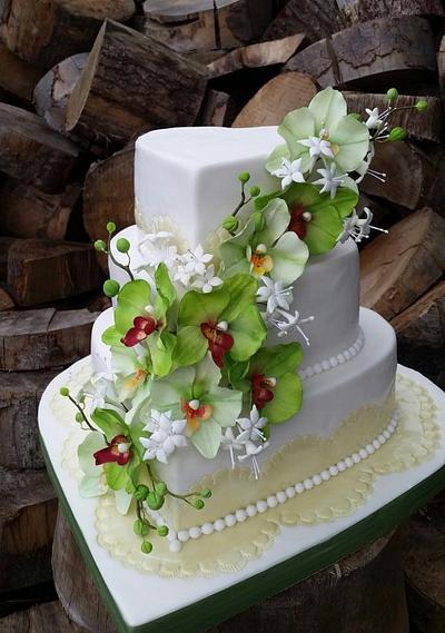 Green orchids cake. - Cake by Carmen Sweetness 