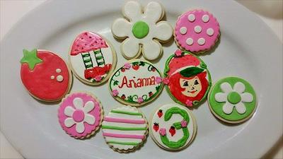 strawberry shortcake cookies! - Cake by  Pink Ann's Cakes