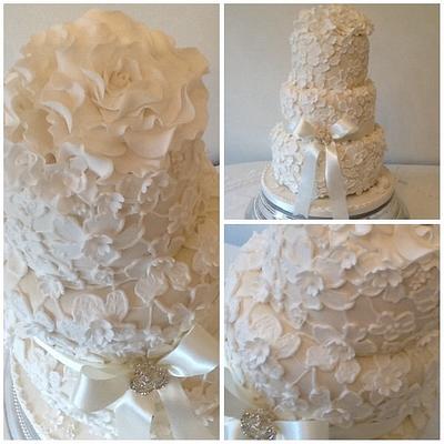 Three tier textured lace wedding cake  - Cake by Tickety Boo Cakes