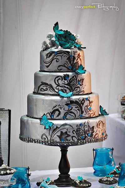 Silver and teal - Cake by MsTreatz