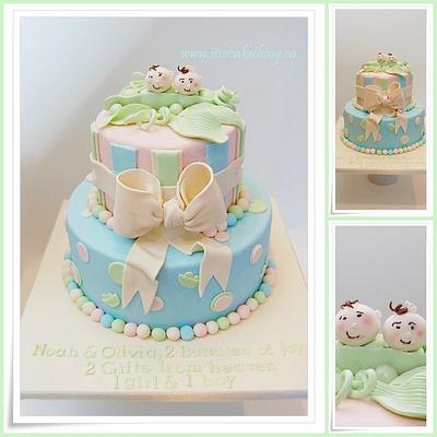 Peas in a Pod Baptism Cake - Cake by It's a Cake Thing 