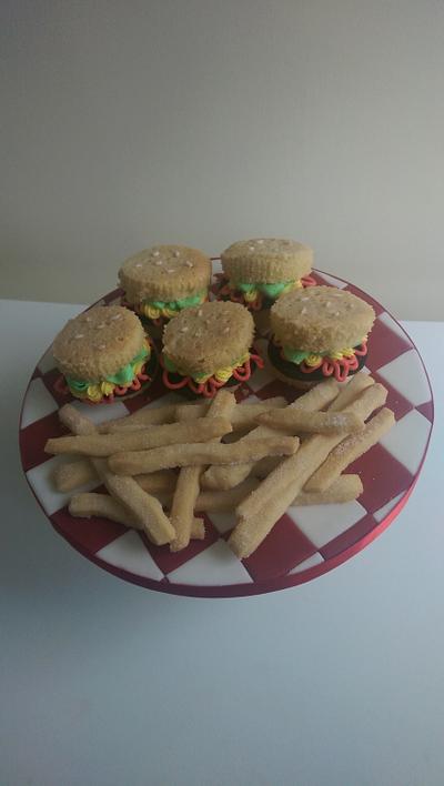 Burger and chips - Cake by Amy