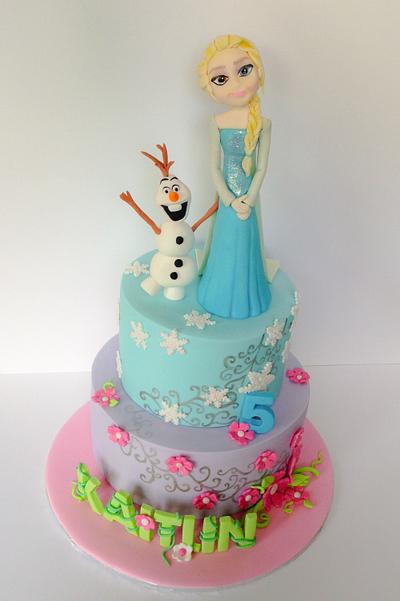Frozen and Tinkerbell  - Cake by Kellie