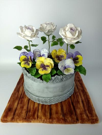 roses and violets - Cake by Katya