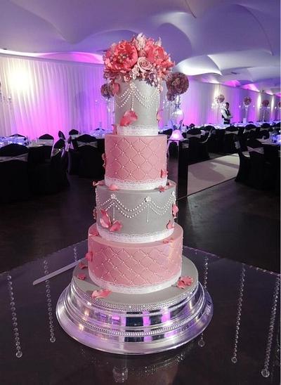 Grey & pink wedding cake - Cake by jameela