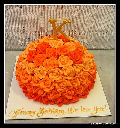 Cake with orange roses - Cake by The House of Cakes Dubai