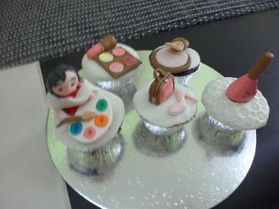 Birthday cupcakes with Makeup accessories - Cake by JudeCreations