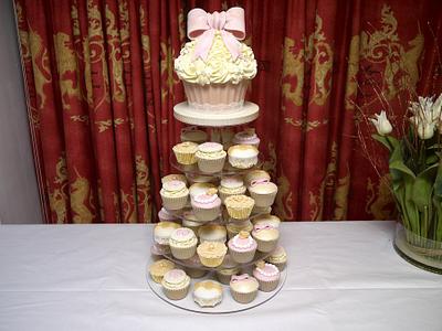 Lace and Bows Christening Cupcake Tower - Cake by Natalie King