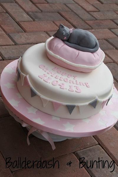 Poppy Cat Christening Cake - Cake by Ballderdash & Bunting