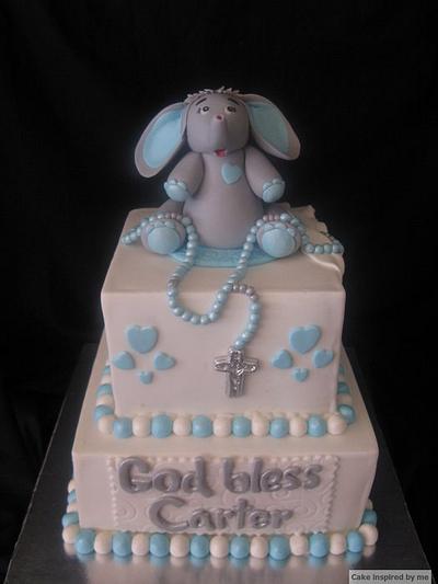 Blue white and grey baptism cake - Cake by Cakes Inspired by me