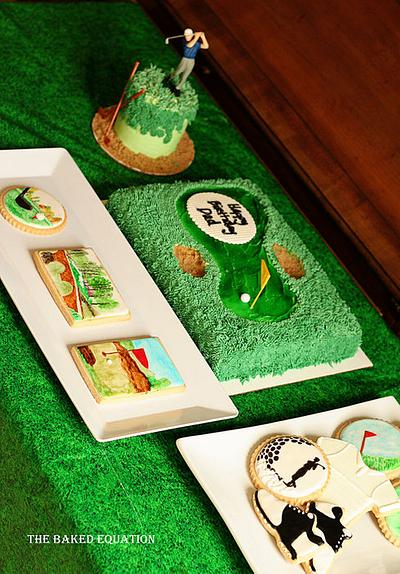 Golf Theme Cake & Cookies - Cake by Melissa