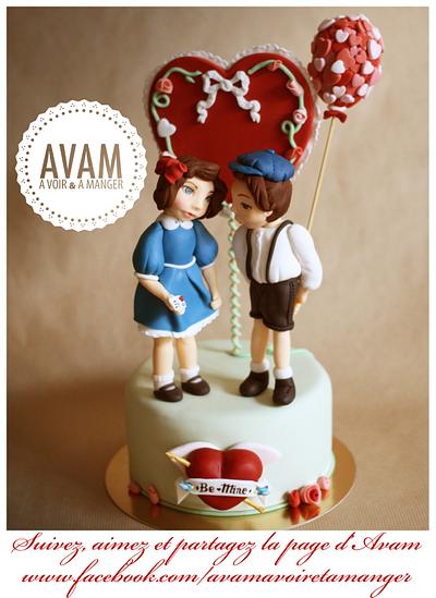 Valentine paperdolls lovers cake - Cake by Lisa Abauzit