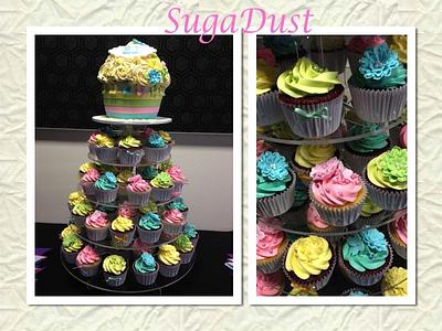 Floral 21st cupcake tower - Cake by Mary @ SugaDust