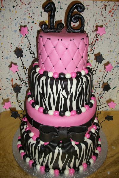 Zebra & Pink Sweet 16 - Cake by Tracy's Custom Cakery LLC