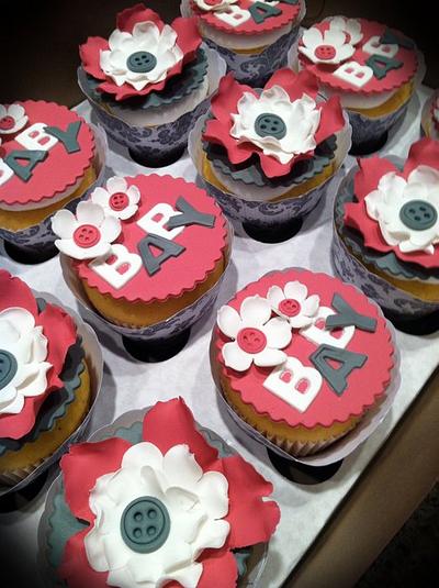 Raspberry and gray baby shower cupcakes - Cake by Skmaestas