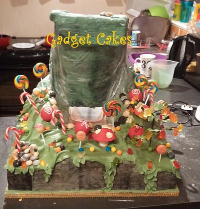 Willy Wonka cake with working waterfall! - Cake by Gadget Cakes
