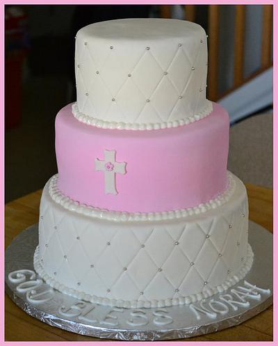 Quilted Christening Cake - Cake by Cookielady