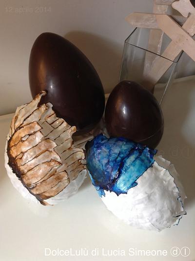 "in surprise" easter eggs painted shell wafer paper - Cake by Lucia Simeone