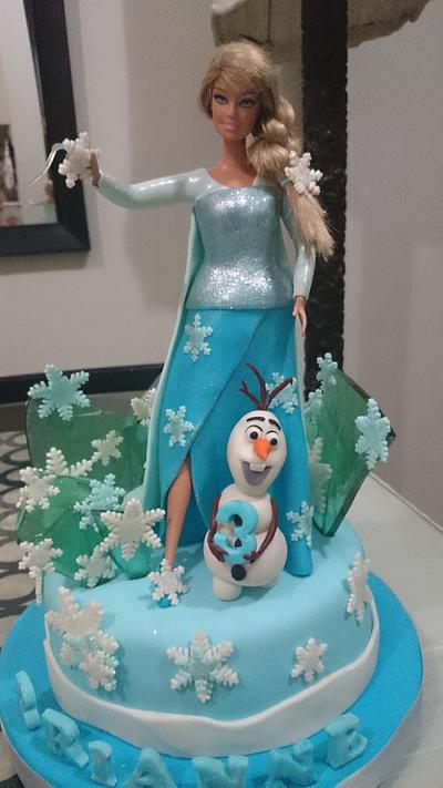 Barbie as Queen Elsa and Olaf - Cake by Francesca's Smiles