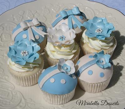 Blue and ivory confirmation cupcakes - Cake by Mira - Mirabella Desserts