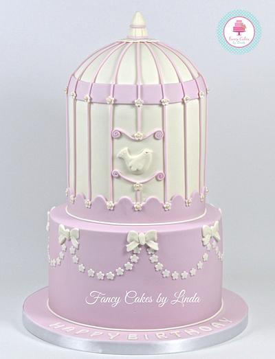 Lilac & White Birdcage Birthday Cake - Cake by Ceri Badham