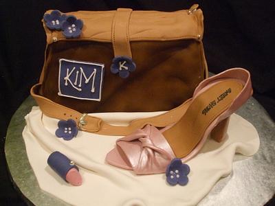 Pink Shoe and Leather Bag Cake - Cake by erinCA
