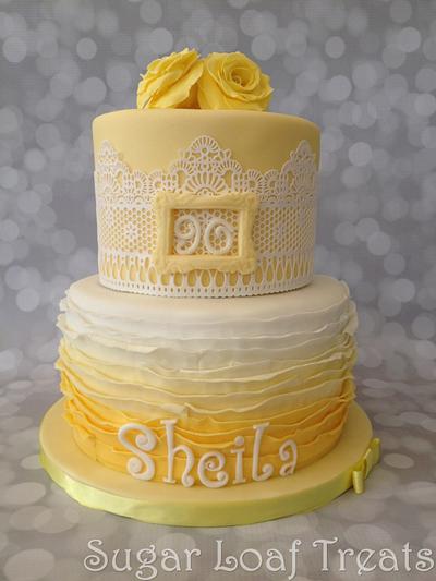 Lemon Yellow Lace Roses and Ruffles cake - Cake by SugarLoafTreats