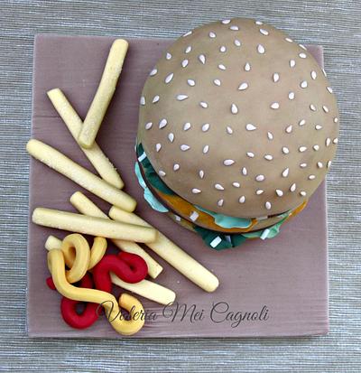 Amburguesa... a vegetarian hamburger!:) - Cake by Valeria Mei Cagnoli - Cake designer