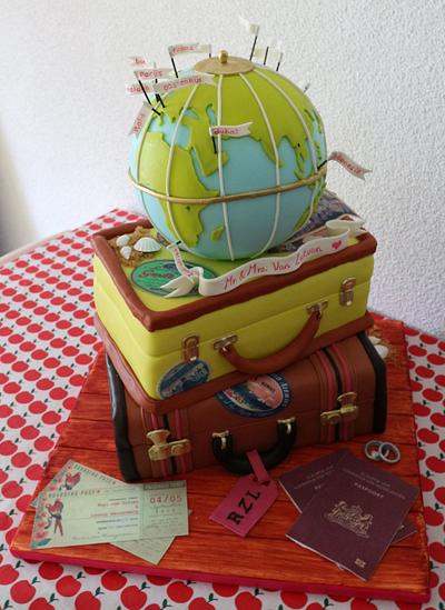 Travel themed weddingcake - Cake by Taartmama
