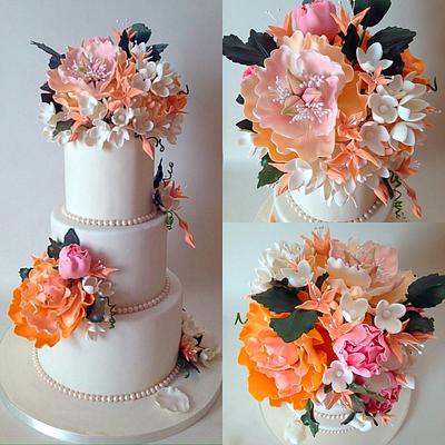 Peach wedding  - Cake by Nelly Konradi