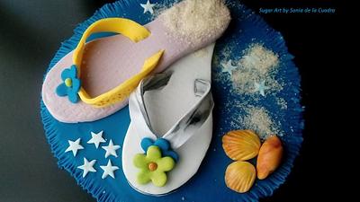 Fondant Flip flop cake topper - Cake by Sonia de la Cuadra