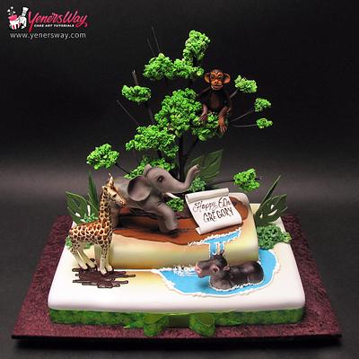 Jungle Theme Birthday Cake - Cake by Serdar Yener | Yeners Way - Cake Art Tutorials