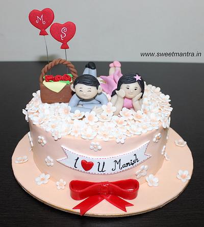 Anniversary theme cake with flowers - Cake by Sweet Mantra Homemade Customized Cakes Pune