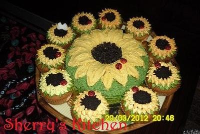 Sunflower Cake & Cupcake - Cake by Elite Sweet Cakes