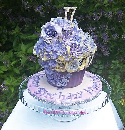 Lilac Floral Giant Cupcake - Cake by Amelia Rose Cake Studio