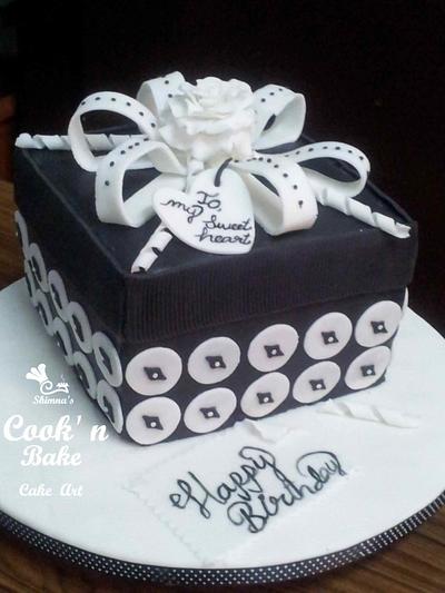 Black n white Gift Box Cake to my Sweet Heart... - Cake by Shimna Abdul Majeed