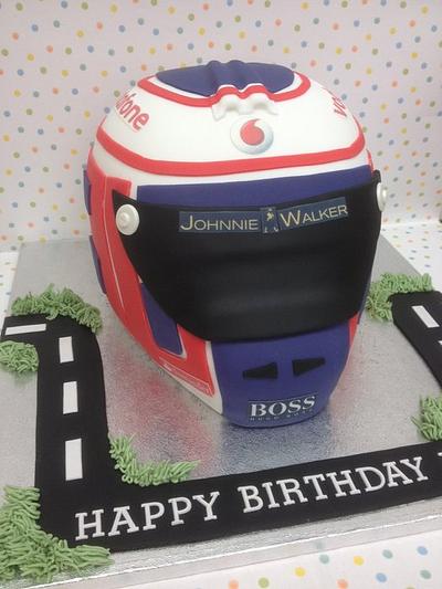 Jensen Button Helmet Cake - Cake by DeVoliCakes