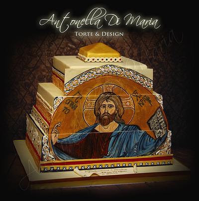 Golden mosaics inspired ordination anniversary cake - Cake by Antonella Di Maria