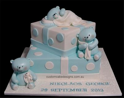 Baby Blue Teddy Cake - Cake by Custom Cake Designs