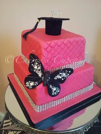Hot Pink Graduation Cake - Cake by Cherry's Cupcakes