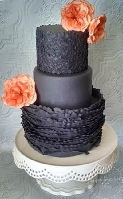 Black ruffle, Sequin Cake - Cake by SugarBritchesCakes