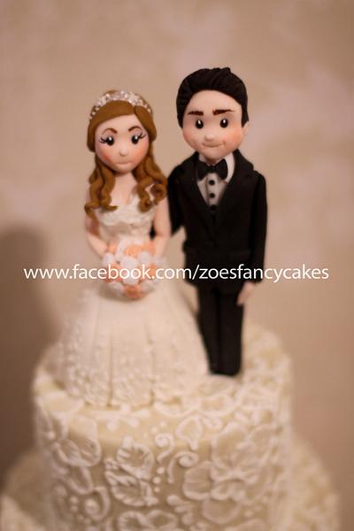 Brush embroidery wedding cake - Cake by Zoe's Fancy Cakes