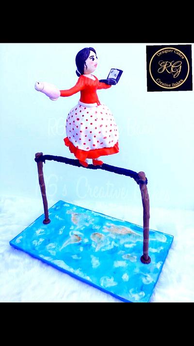 Woman on tightrope cake - Cake by Radha's Bespoke Bakes 