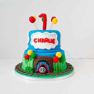 Thomas comes out from the tunnel - Cake by Lace Cakes Swindon